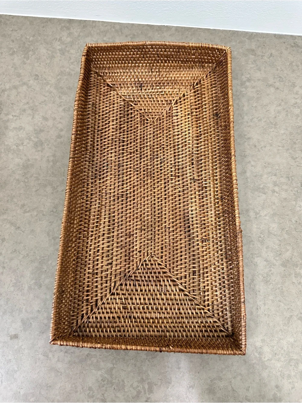 Woven Rattan Tissue Box Holder Cover & Tray Set - Natural Earthy Brown Classy